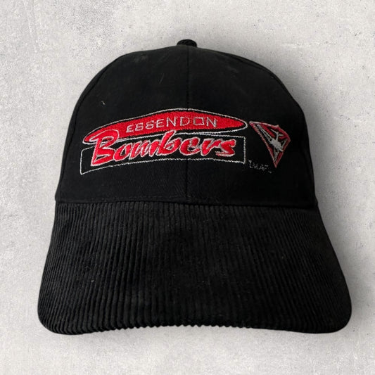 ESSENDON BOMBERS CORDUROY ECLIPSE BLACK AFL VINTAGE HAT