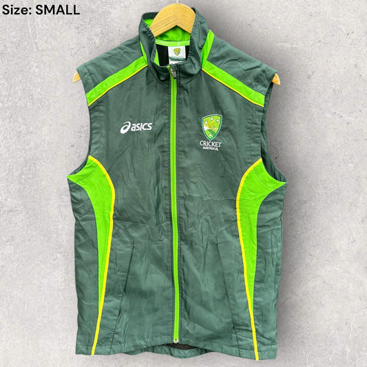 CRICKET AUSTRALIA ASICS GREEN SLEEVELESS VEST
