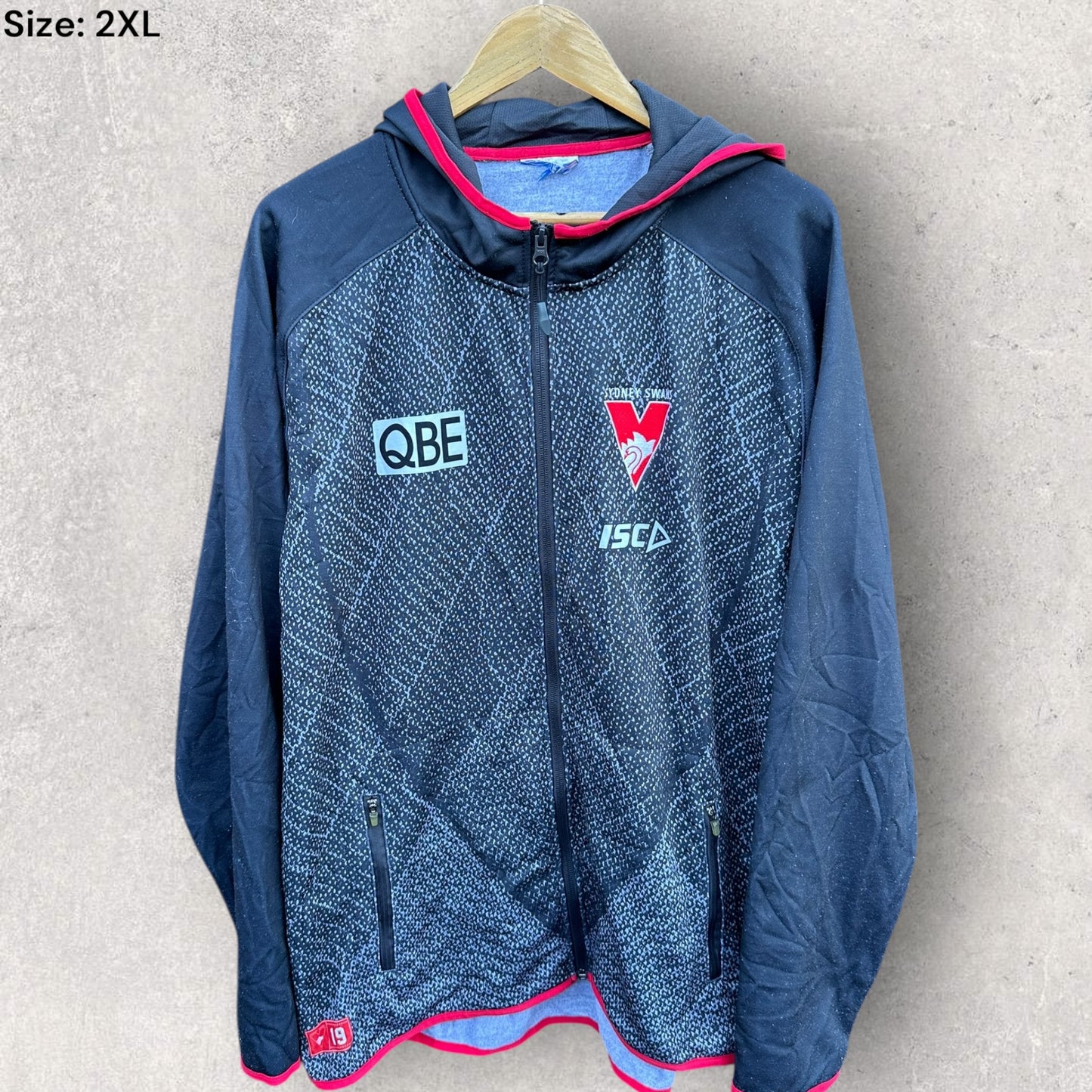 SYDNEY SWANS ISC 2019 GREY HOODED FULL ZIP JACKET