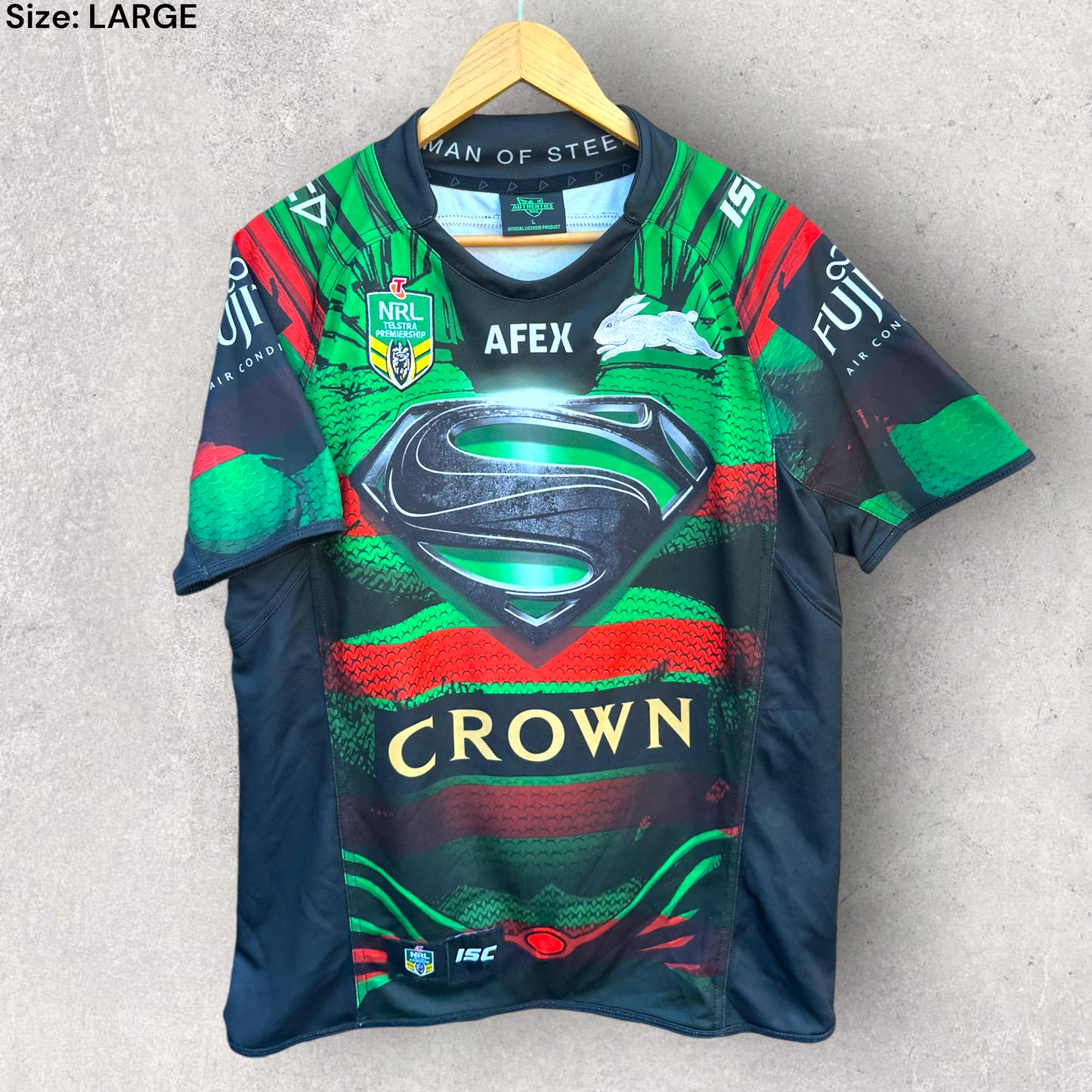 SOUTH SYDNEY RABBITOHS 2014 SUPERMAN JERSEY