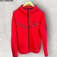 NIKE TECH FLEECE RED HOODED JUMPER