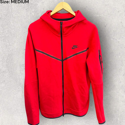 NIKE TECH FLEECE RED HOODED JUMPER