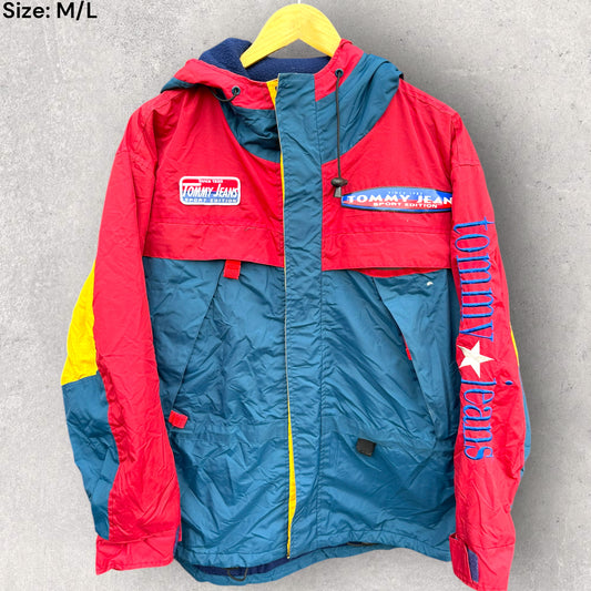 TOMMY HILFIGER JEANS SPORT EDITION MULTI-COLOURED WINDBREAKER HOODED JACKET
