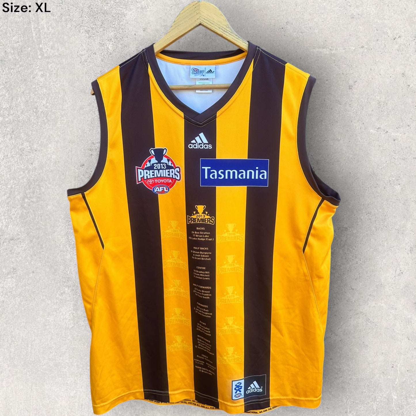 HAWTHORN HAWKS ADIDAS 2013 PREMIERS AFL GUERNSEY