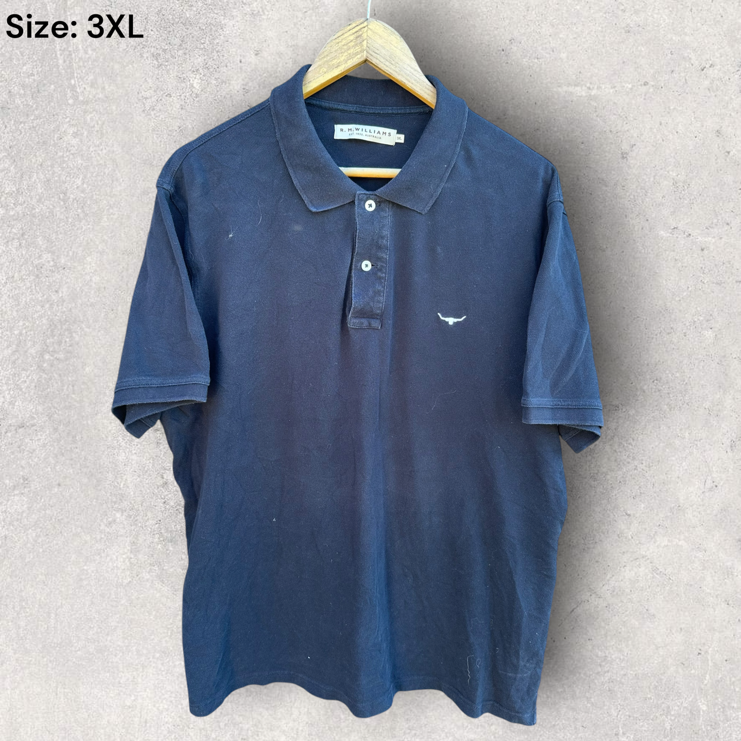 RM Williams Blue Short Sleeve Polo Shirt