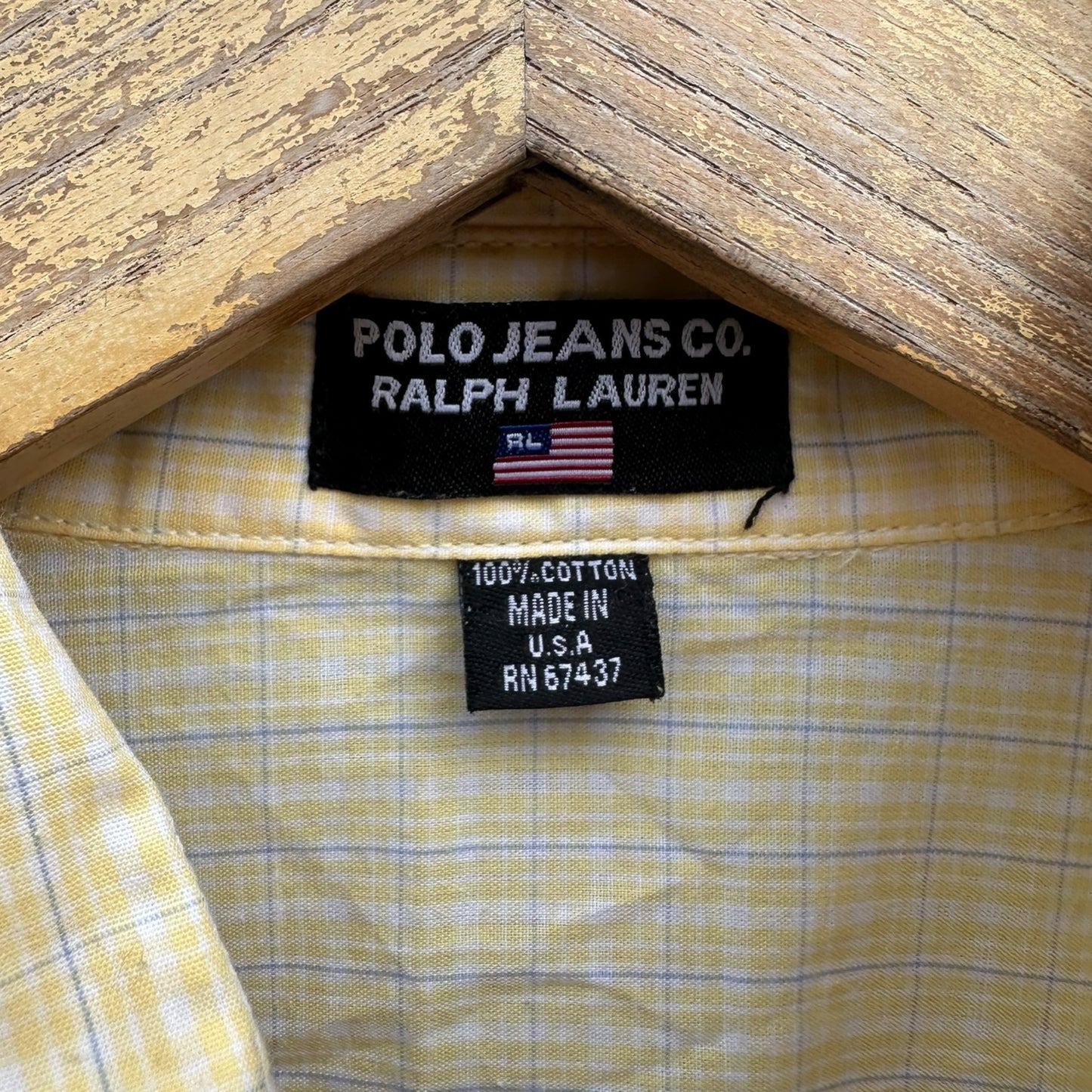RALPH LAUREN POLO YELLOW SHORT SLEEVE BUTTON UP VINTAGE SHIRT MADE IN USA