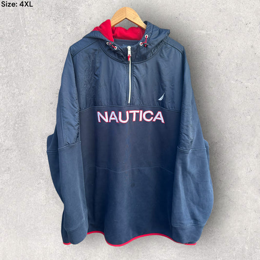 NAUTICA BLUE HALF ZIP HOODED JUMPER