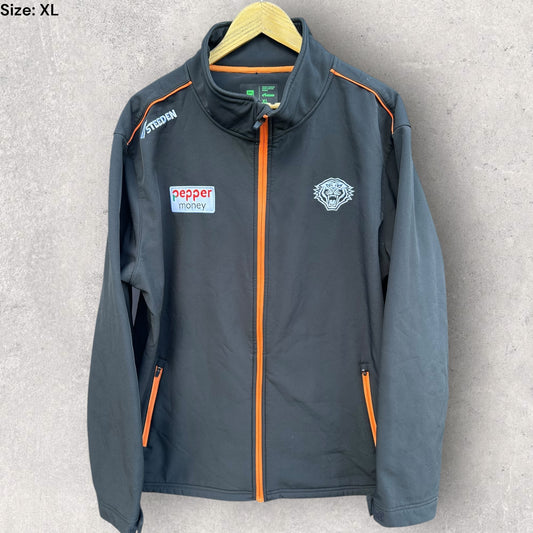WESTS TIGERS 2025 SOFT SHELL BLACK JACKET PLAYER ISSUED TERRELL MAY