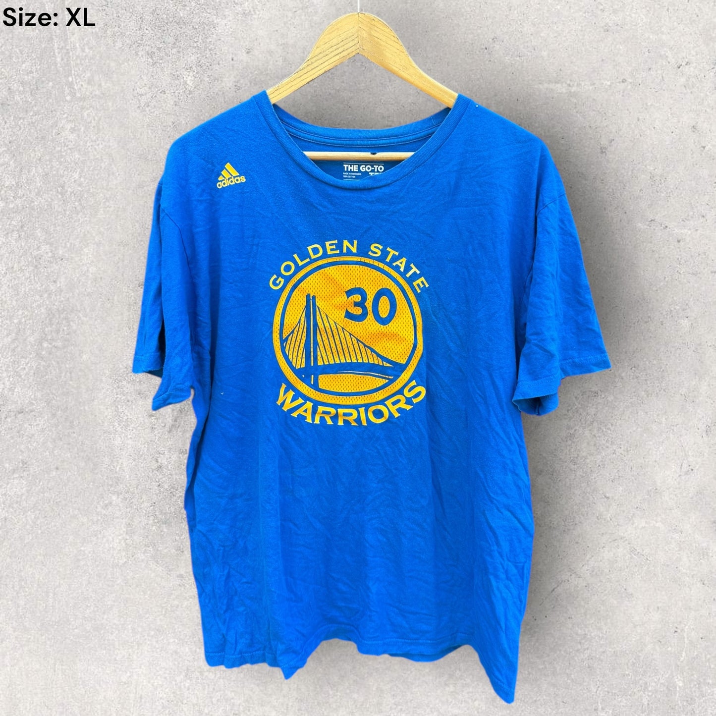 STEPHEN CURRY GOLDEN STATE WARRIORS ADIDAS BLUE SHORT SLEEVE SHIRT