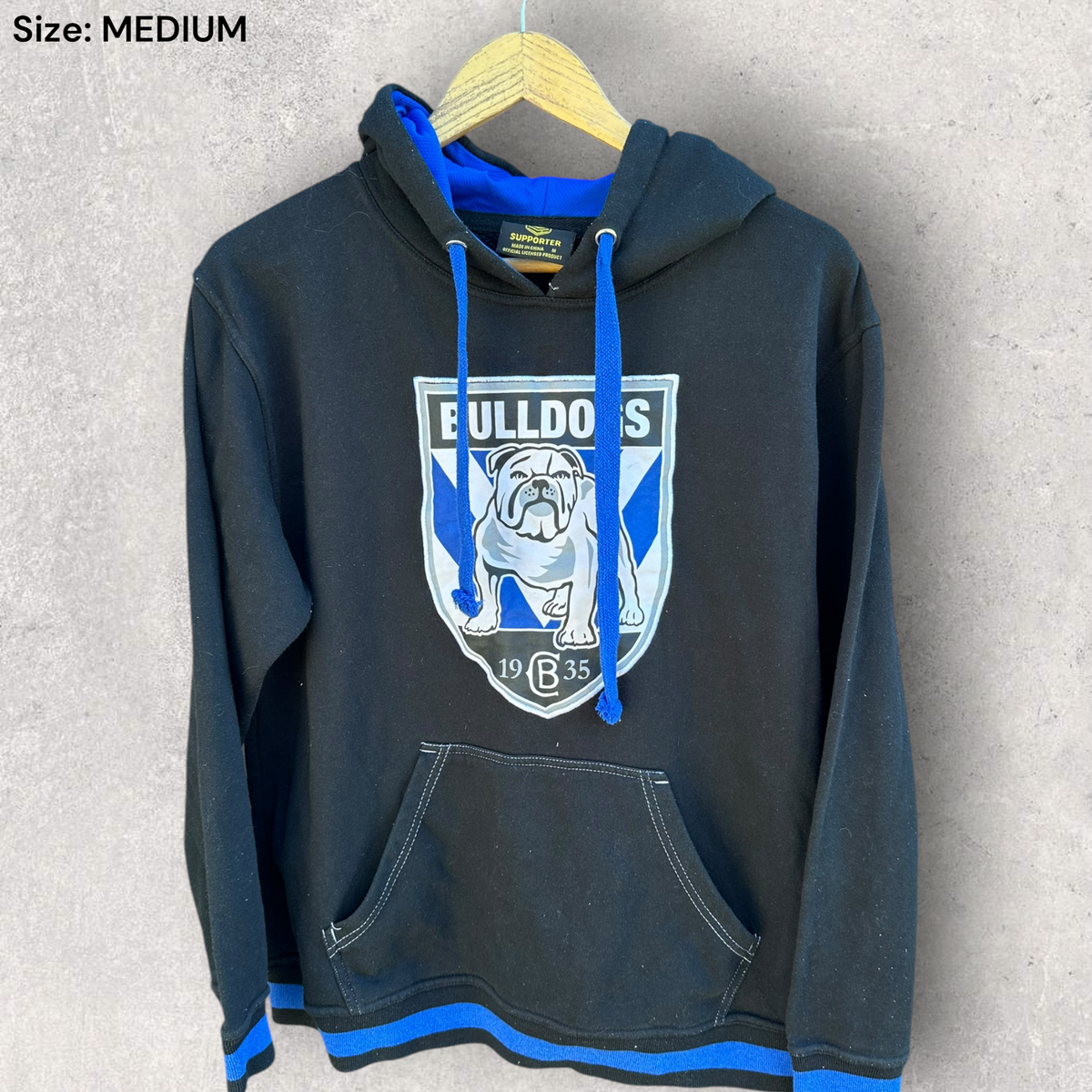 Canterbury Bulldogs Black Pullover Hooded Jumper