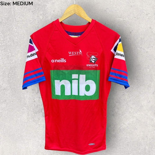 NEWCASTLE KNIGHTS PLAYER ISSUED RED TRAINING DRILL JERSEY