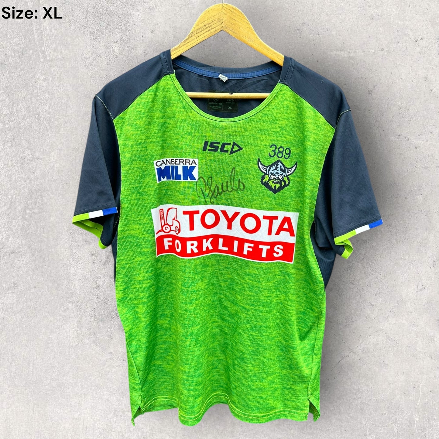 Canberra Raiders Player Worn + Signed Training Shirt To Pasami SAULO