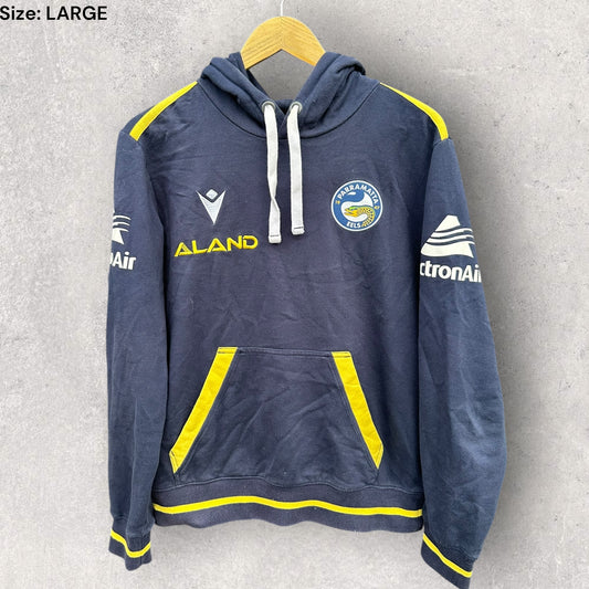 PARRAMATTA EELS MACRON BLUE HOODED RUGBY LEAGUE JUMPER