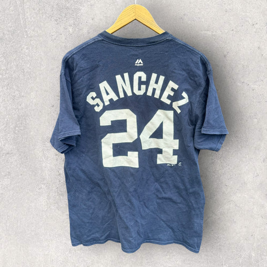 GARY SANCHEZ NEW YORK YANKEES MAJESTIC BLUE MLB BASEBALL SHIRT