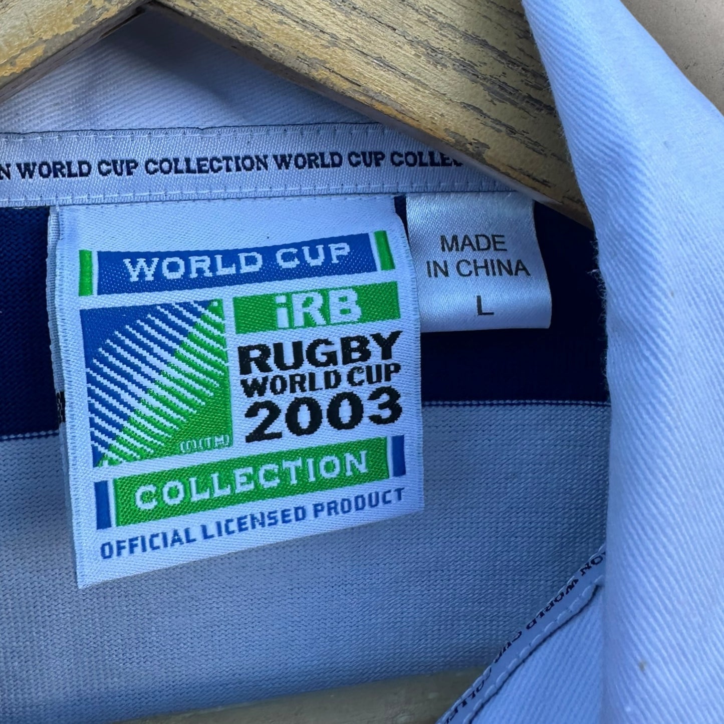 RUGBY UNION WORLD CUP COLLECTION 2003 REEBOK WHITE & BLUE LONG SLEEVE VINTAGE JERSEY