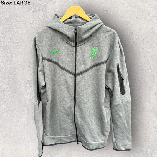 LIVERPOOL FC NIKE GREY TECH FLEECE 2024 HOODED JUMPER