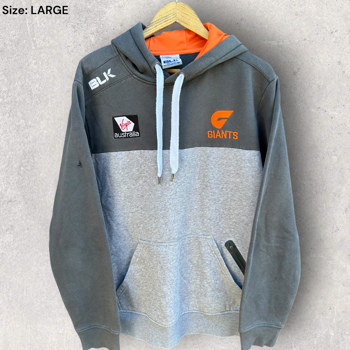 Greater Western Sydney Giants GWS BLK Grey Pullover AFL Hooded Jumper