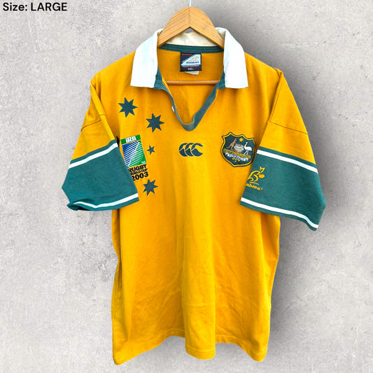 AUSTRALIAN WALLABIES 2003 RWC CANTERBURY SHORT SLEEVE VINTAGE JERSEY