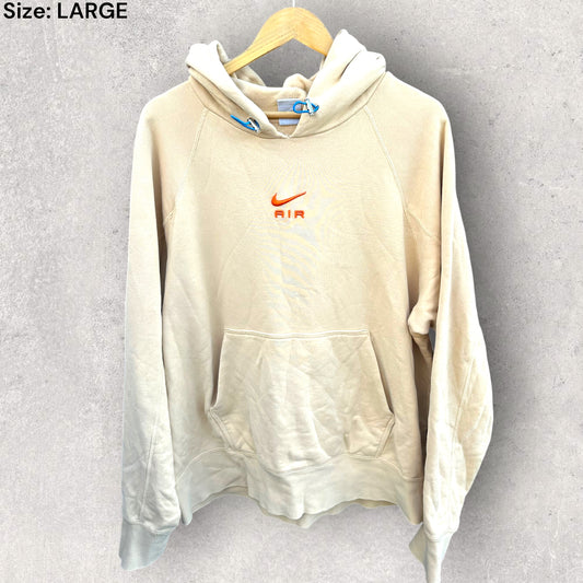 NIKE AIR MENS FRENCH TERRY BEIGE PULLOVER HOODED JUMPER