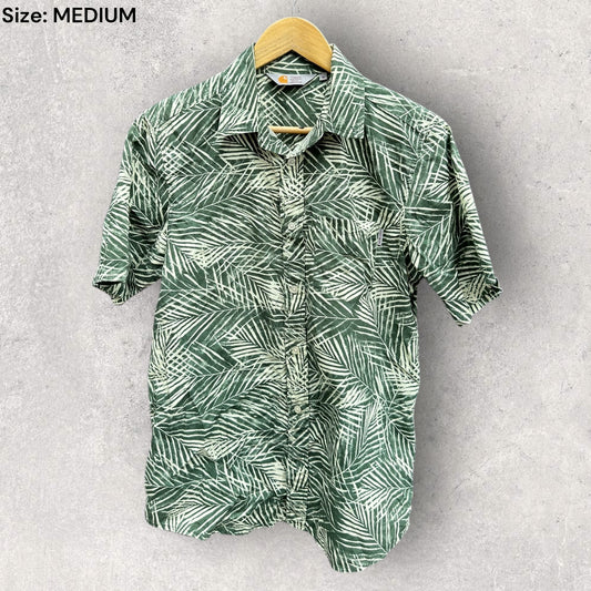 CARHARTT MENS GREEN FLORAL PRINT SHORT SLEEVE SHIRT