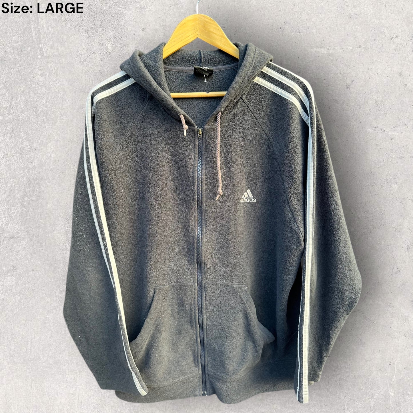 ADIDAS VINTAGE 2000 FULL ZIP FLEECED HOODED JUMPER