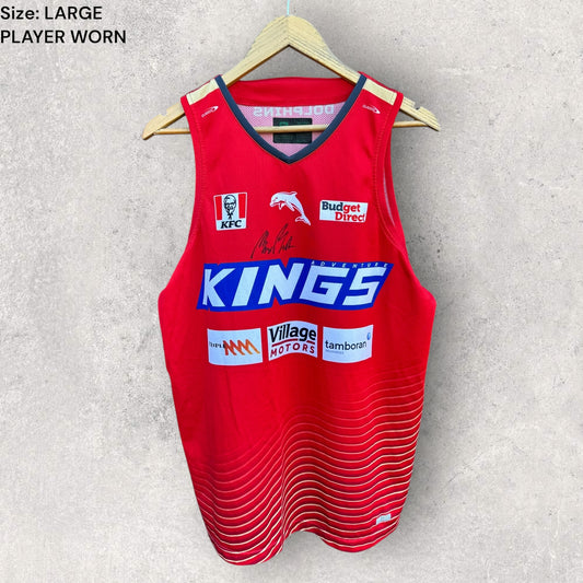 REDCLIFFE DOLPHINS TRAINING SINGLET SIGNED AND ISSUED TO MAX PLATH