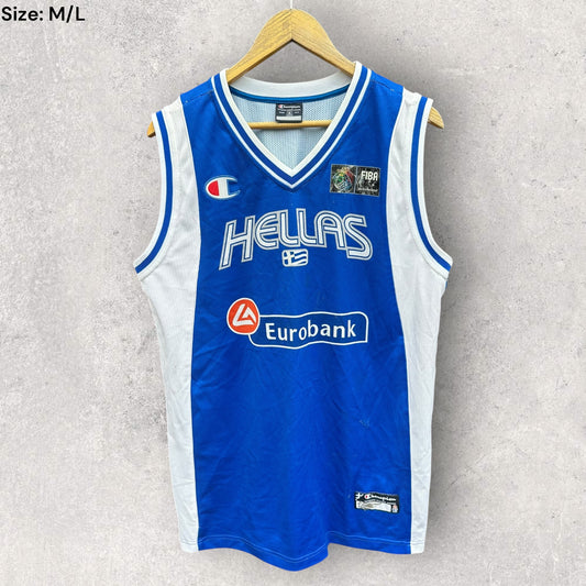 HELLAS GREECE CHAMPION VINTAGE BASKETBALL JERSEY