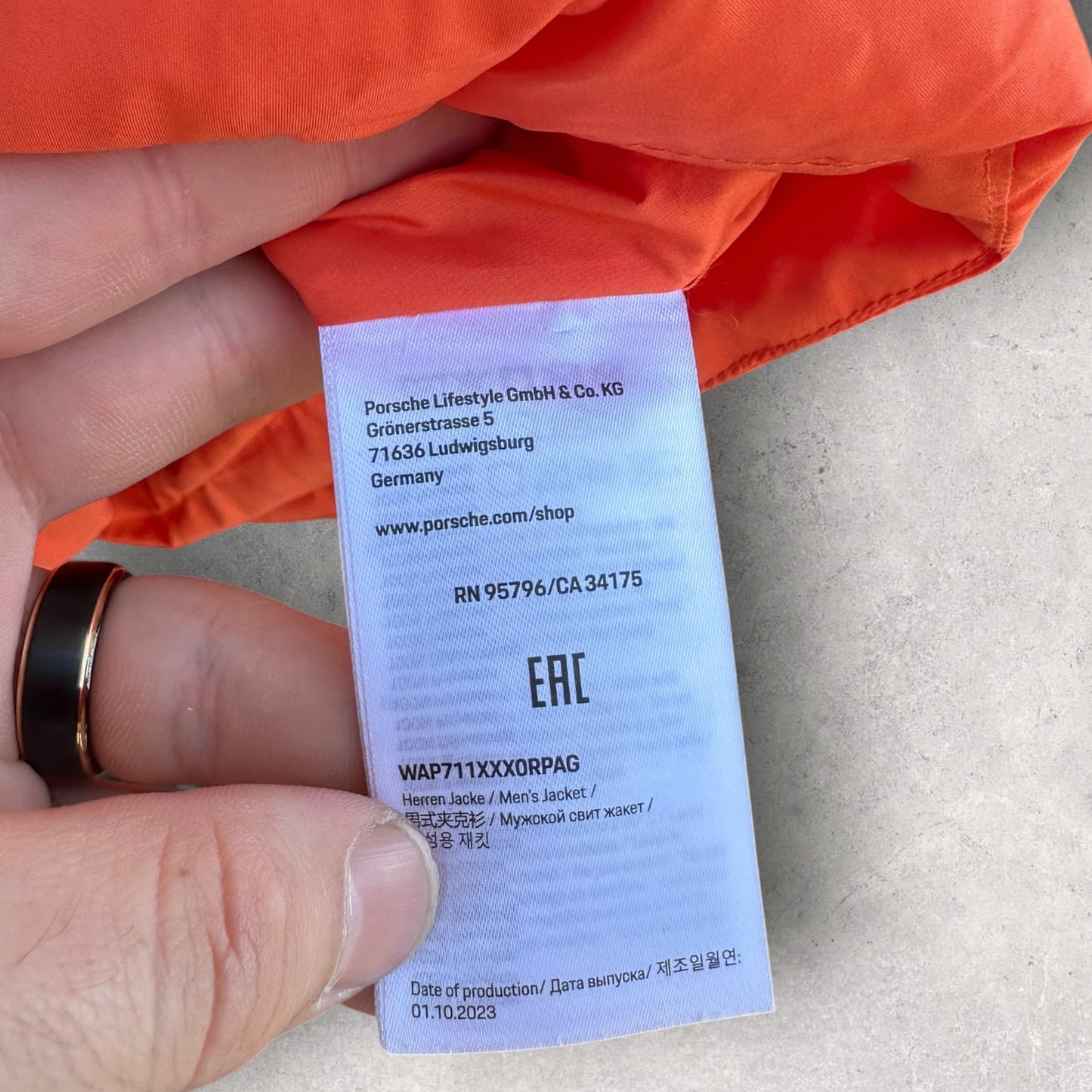 Porsche Experience Orange Hooded Puffer Jacket