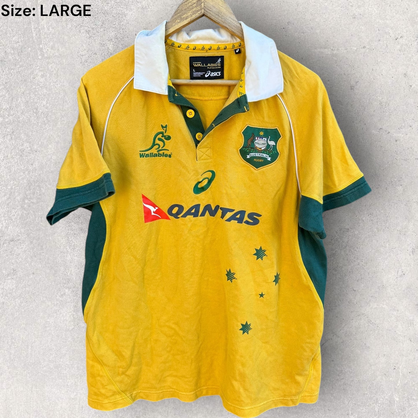 Australian Wallabies Asics Qantas Short Sleeve Gold Rugby Union Jersey