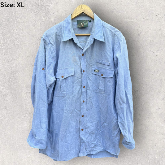 LAND ROVER VINTAGE BLUE LONG SLEEVE BUTTON UP SHIRT