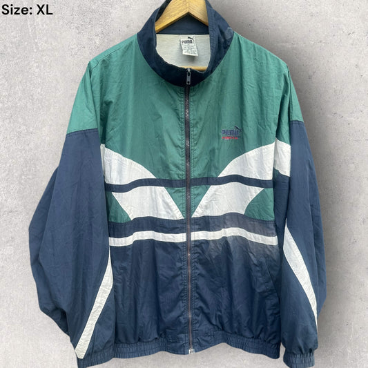 Puma Vintage Windbreaker Full Zip Green & Blue Jacket
