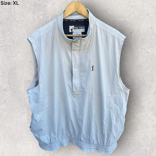 PGA TOUR COLLECTION HALF ZIP BEIGE GOLF VEST