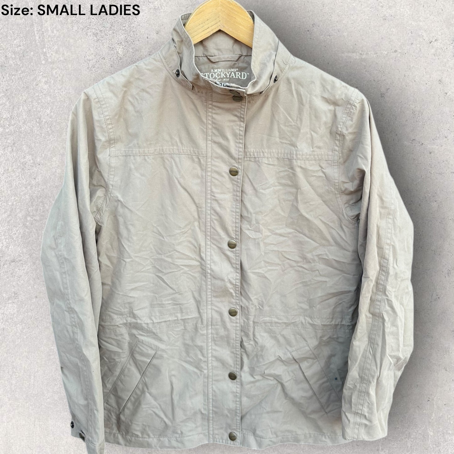 RM WILLIAMS STOCKYARD LADIES BEIGE BUTTON UP JACKET