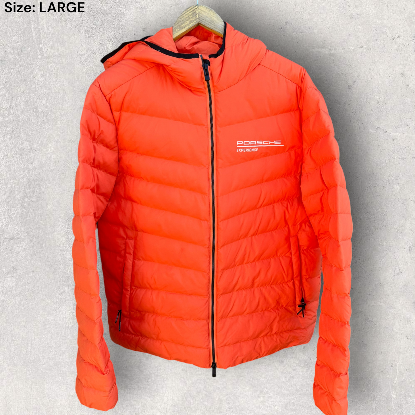 Porsche Experience Orange Hooded Puffer Jacket