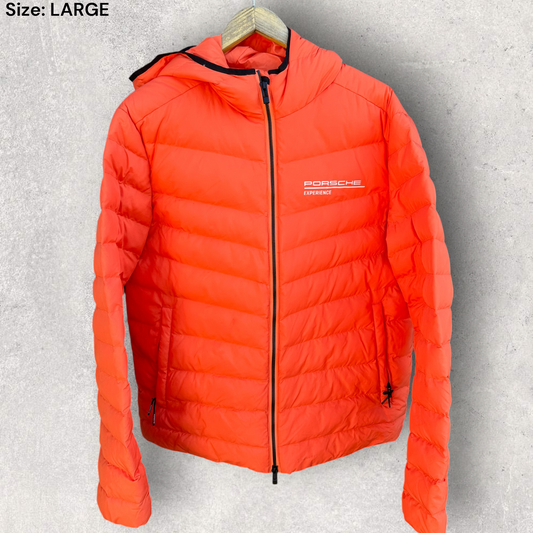 Porsche Experience Orange Hooded Puffer Jacket