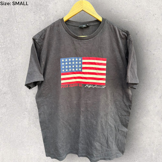 RALPH LAUREN POLO VINTAGE BLACK AMERICAN FLAG SHIRT