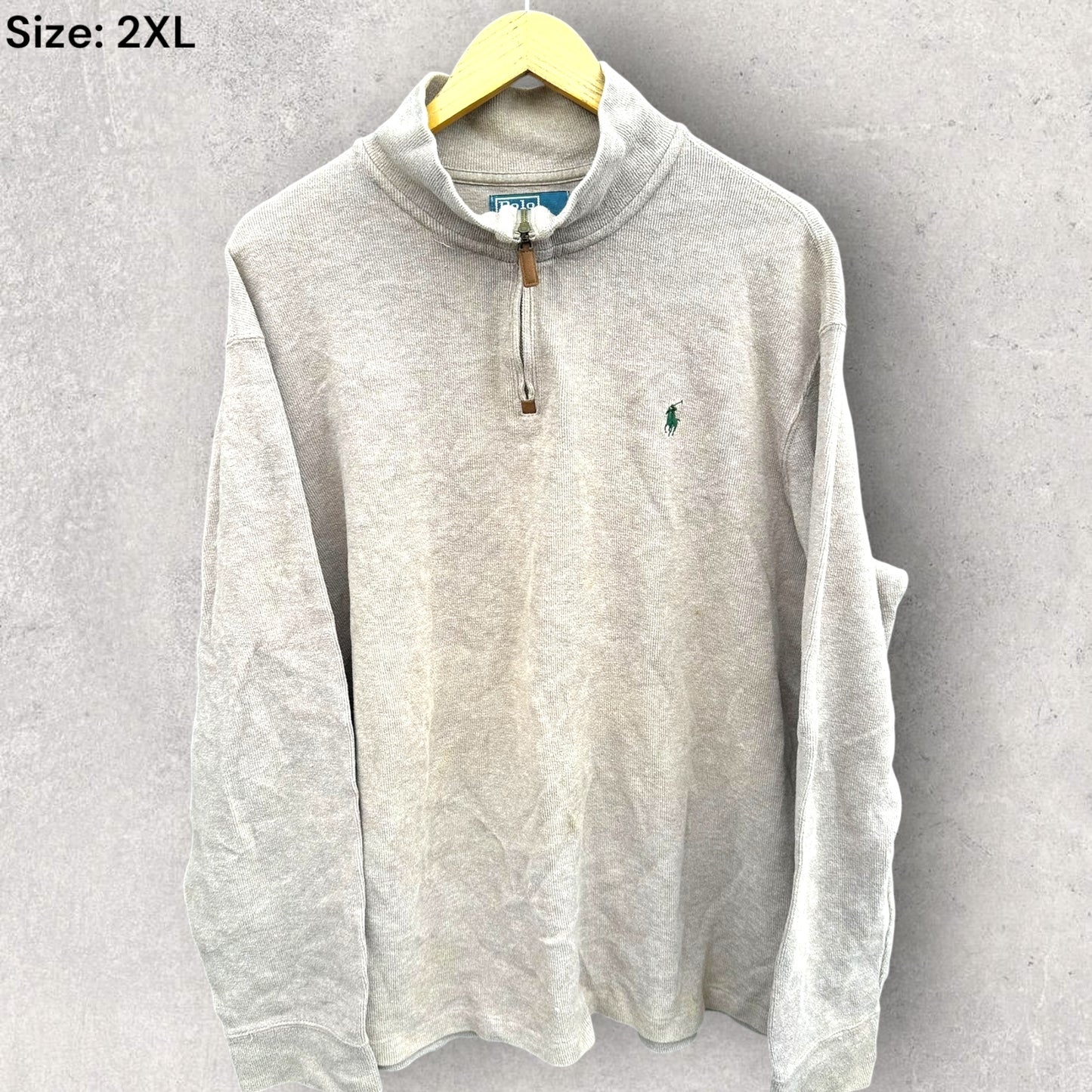 RALPH LAUREN POLO BEIGE HALF ZIP PULLOVER JUMPER