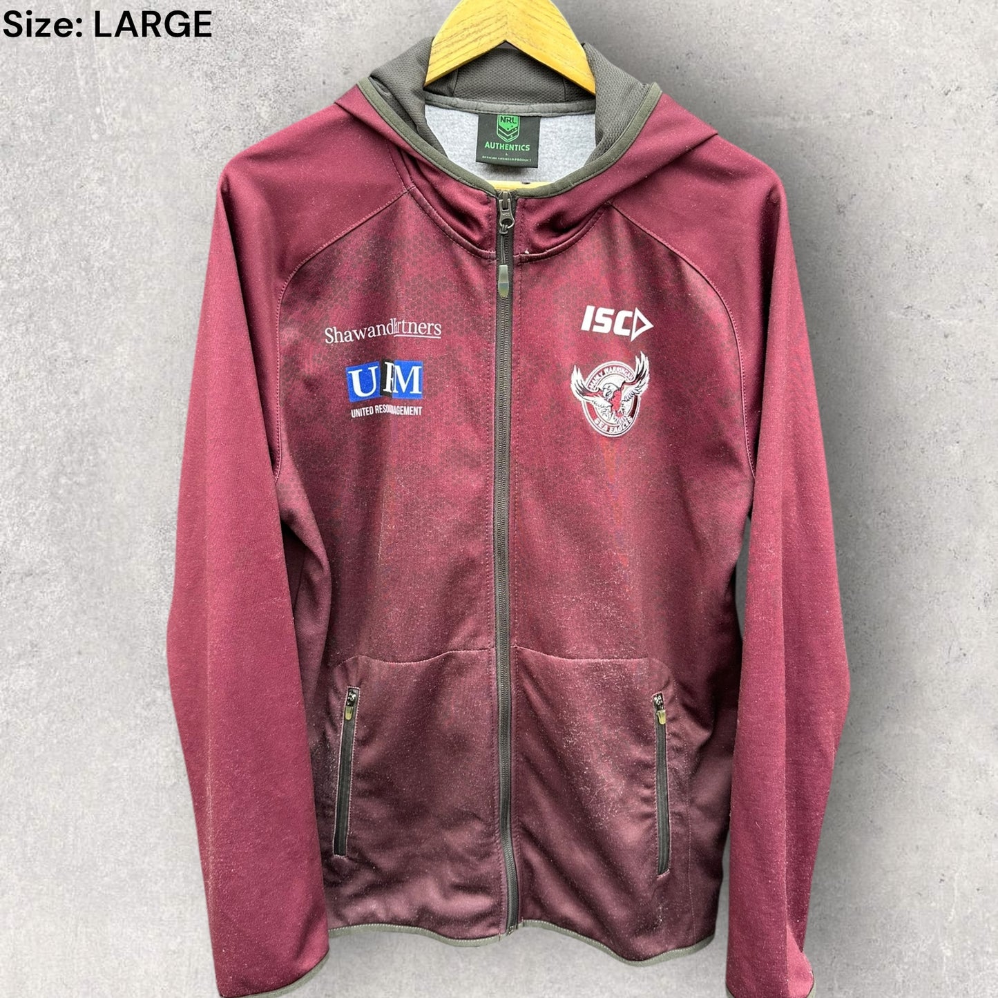 Manly Warringah Sea Eagles ISC Full Zip Hooded Nrl Rugby League Jacket