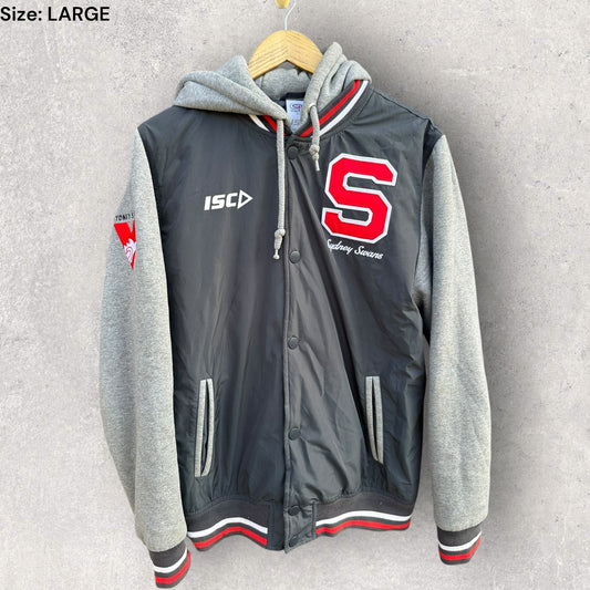 Sydney Swans ISC on field bomber afl hooded jacket