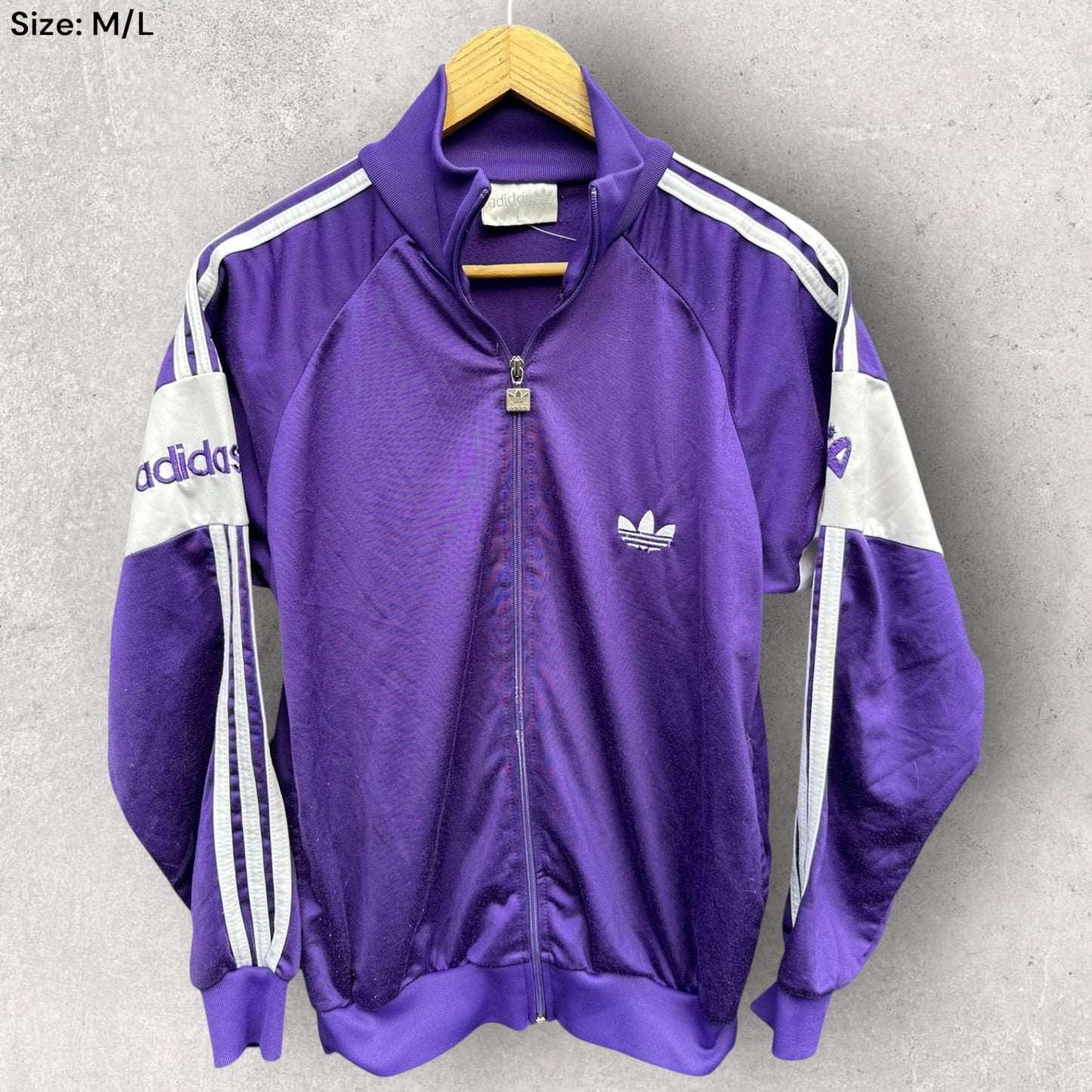 ADIDAS 1980s PURPLE FULL ZIP VINTAGE JACKET