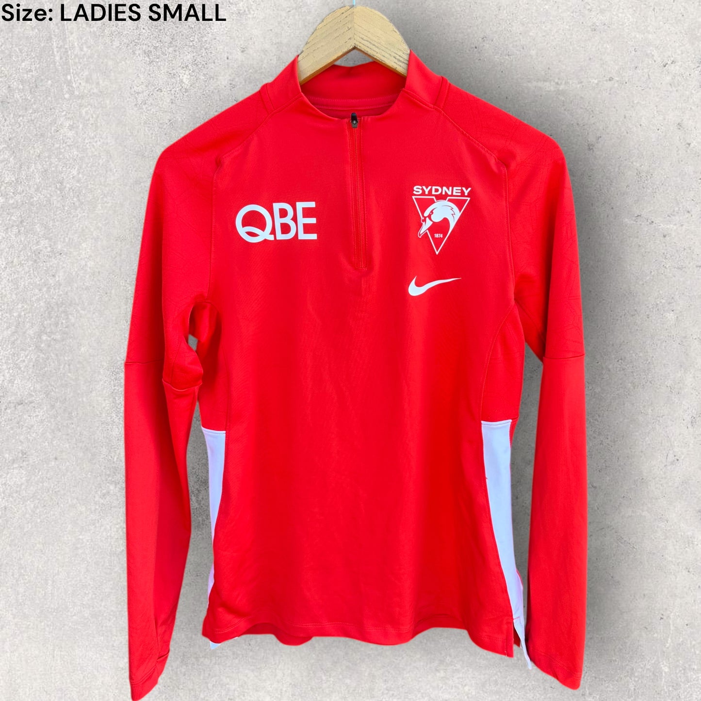 SYDNEY SWANS NIKE FULL ZIP LADIES LONG SLEEVE TRAINING SHIRT