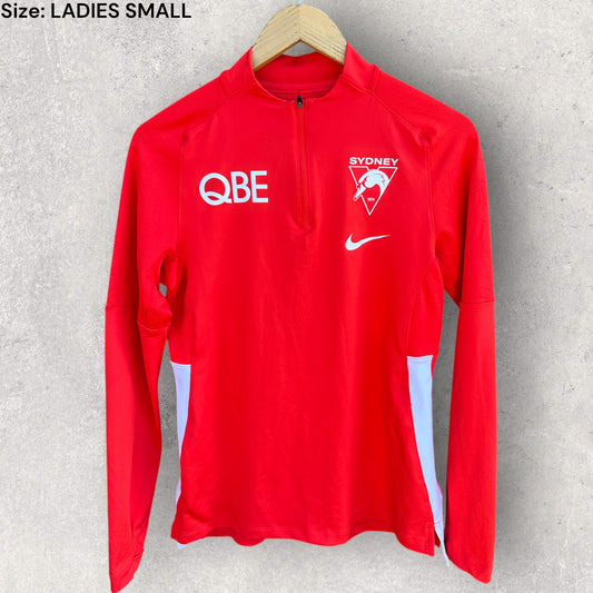 SYDNEY SWANS NIKE FULL ZIP LADIES LONG SLEEVE TRAINING SHIRT