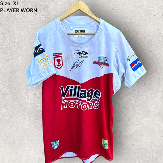 REDCLIFFE DOLPHINS PRESTON RIKI MATCH WORN + SIGNED HOSTPLUS CUP JERSEY