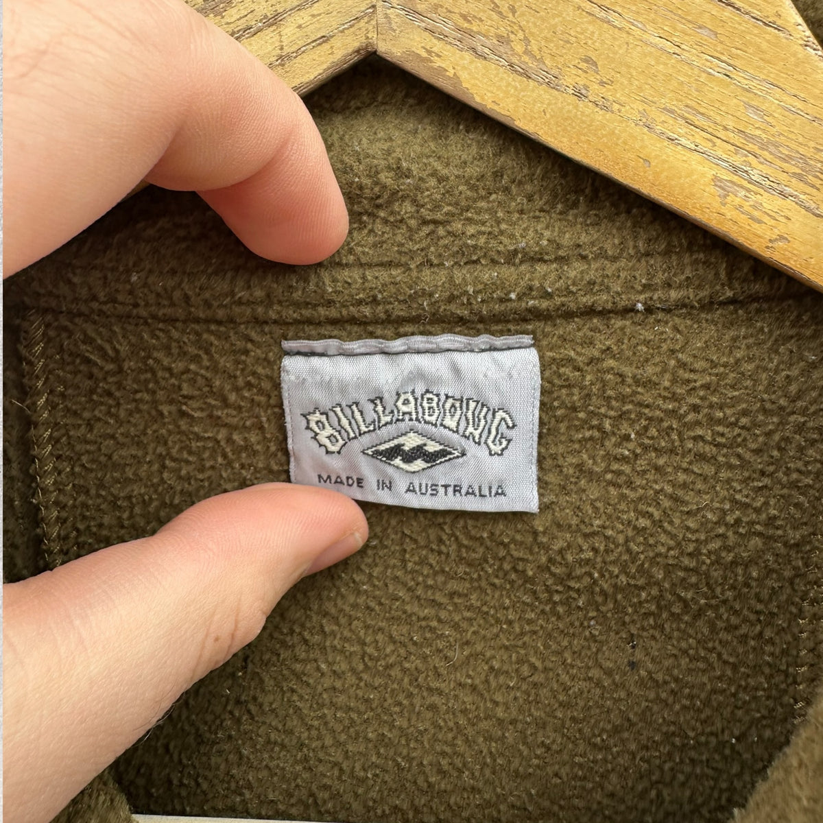 Billabong Vintage Button Up olive Green Fleece Jumper