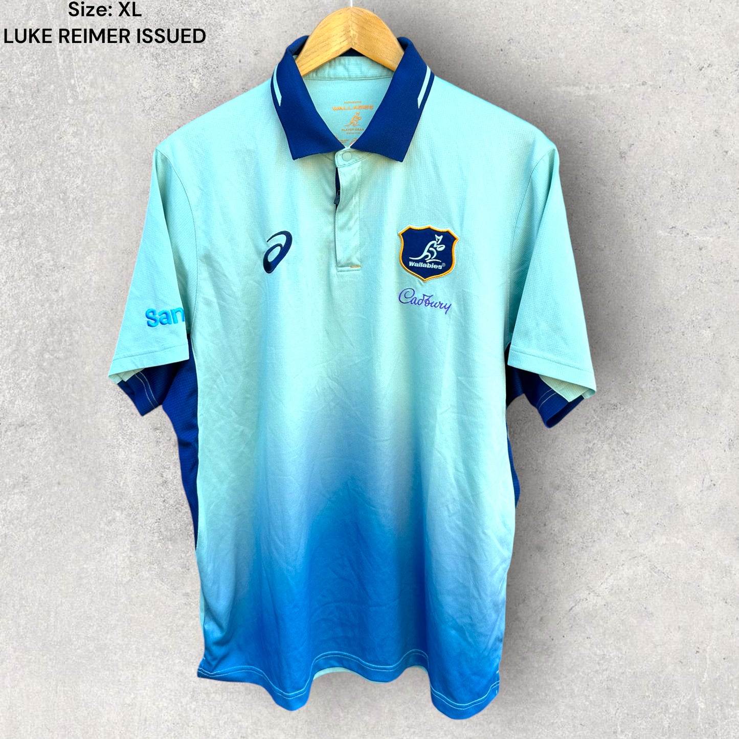 AUSTRALIAN WALLABIES 2024 ASICS POLO SHIRT ISSUED + WORN BY LUKE REIMER