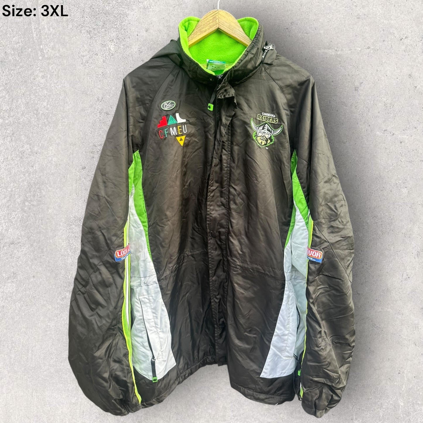 Canberra Raiders ISC Black Full Zip NRL Fleece Hooded Jacket