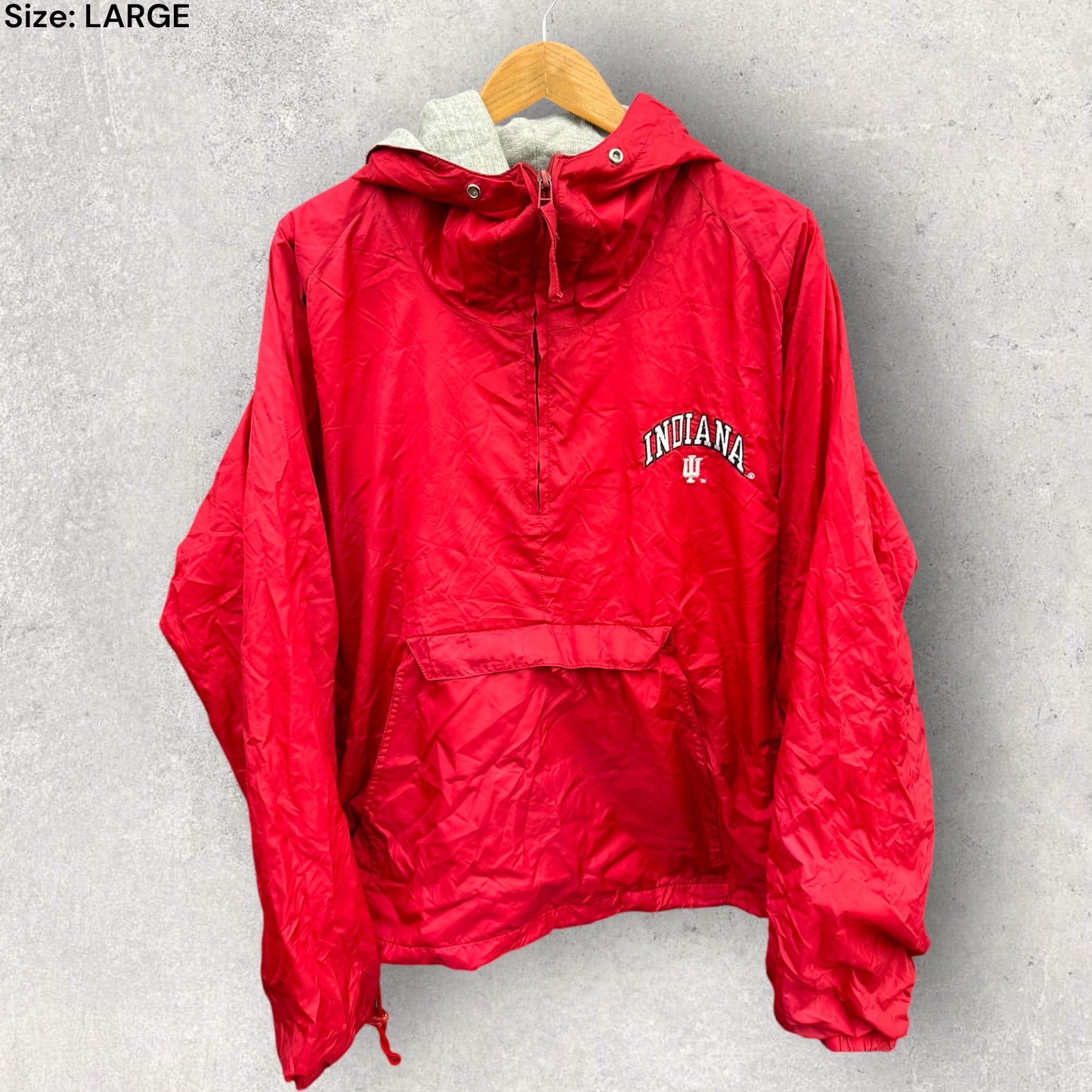 INDIANA HOOSIERS NCAA RED VINTAGE HALF ZIP WINDBREAKER JACKET