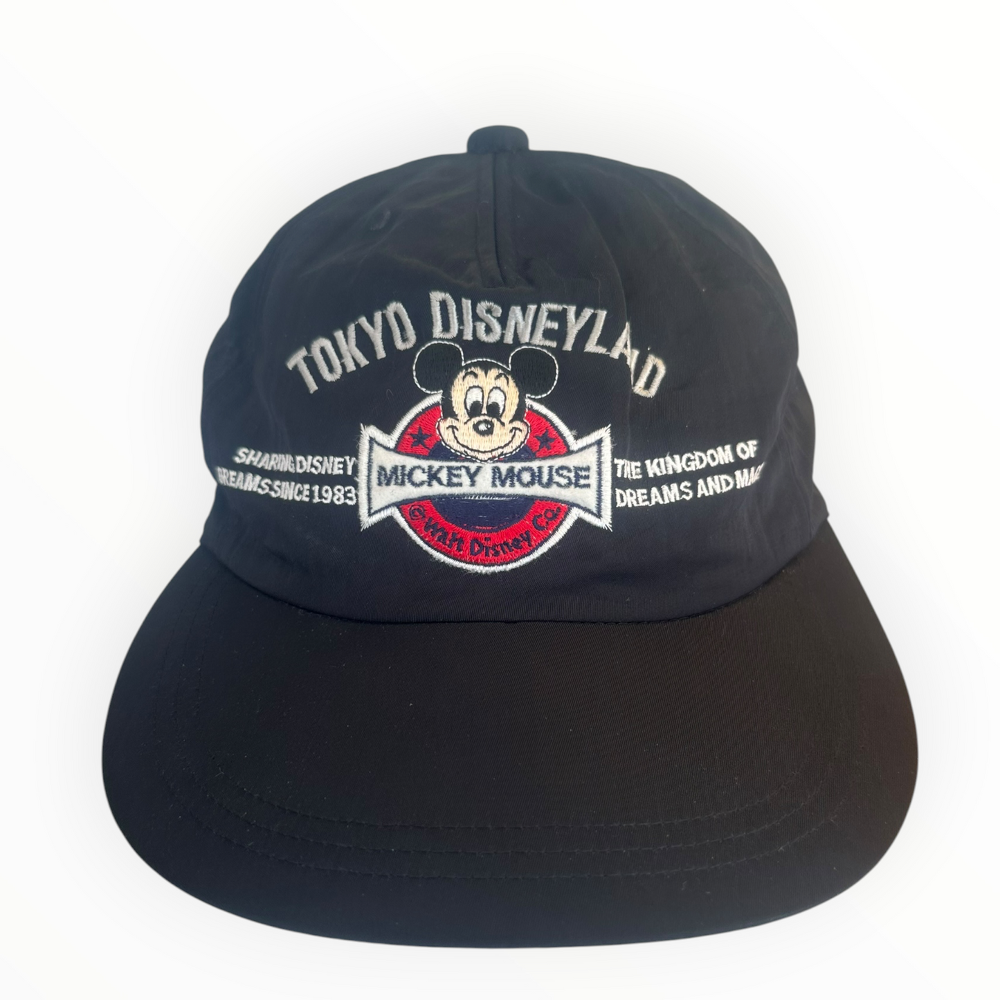 Tokyo Disneyland Mickey Mouse Vintage Black Snap Back Hat Made in Japan
