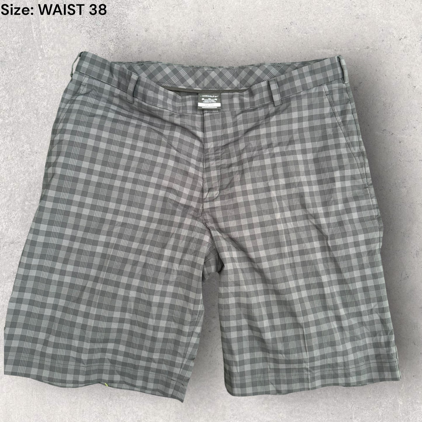 Nike Shorts Men's 36 Black Gray Golf Dri Fit Core Plaid Golfer Active 452712-010