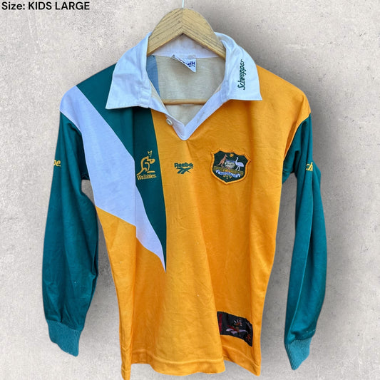 AUSTRALIAN WALLABIES REEBOK VINTAGE 90s KIDS RUGBY UNION JERSEY